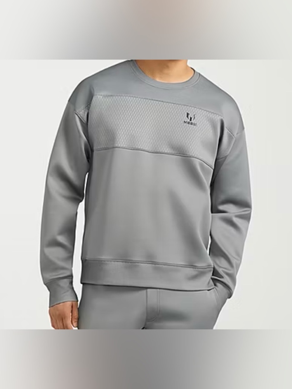 Messi Collection Crewneck Sweatshirt Gray NWT Mens Athletic Pullover gym